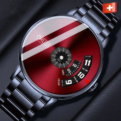 Men's Waterproof Automatic Steel Watch with Black Tech